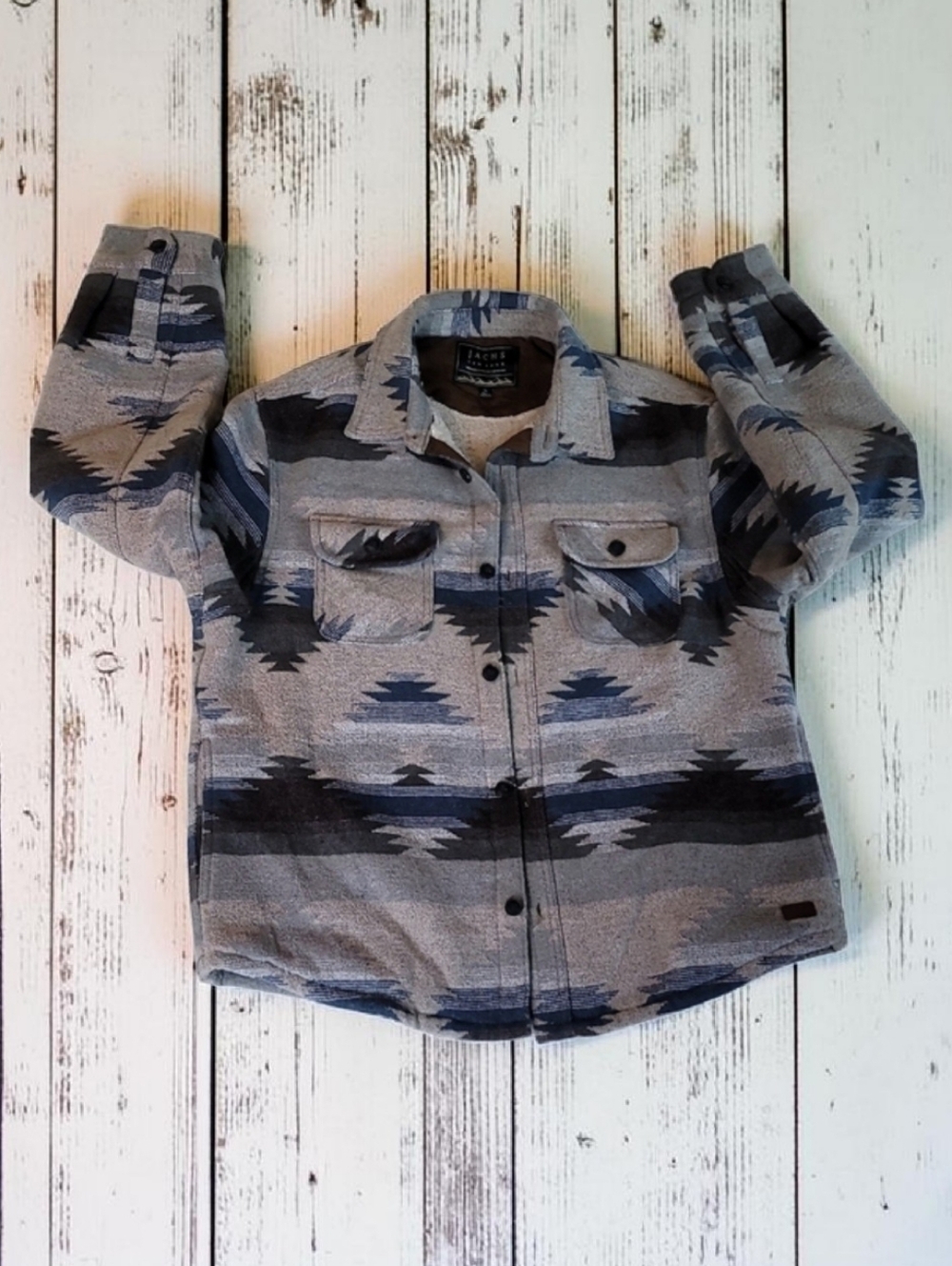 EUC Jachs NY Sherpa Lined Wool Blend Aztec Jacket Shacket Mens XL